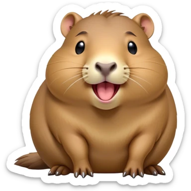Cinematic Cute Yawning Capybara Portrait Emoji, Head tilted slightly with a dramatic, wide-open yawn, showcasing a plush, rounded body with drowsy, half-closed eyes and a relaxed expression, Simplified yet irresistibly adorable features, highly detailed, glowing with a soft, cozy natural glow, high shine, relaxed yet expressive, stylized with a dash of whimsical charm, soft glowing outline, capturing the essence of a drowsy yet affectionate guardian that seems ready to stretch out for a nap! sticker