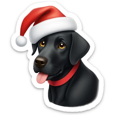 Black Labrador retriever dog with a Santa hat on sticker