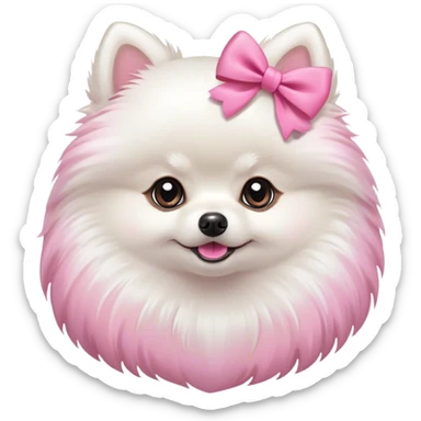 White pomeranian with rosa bow  sticker