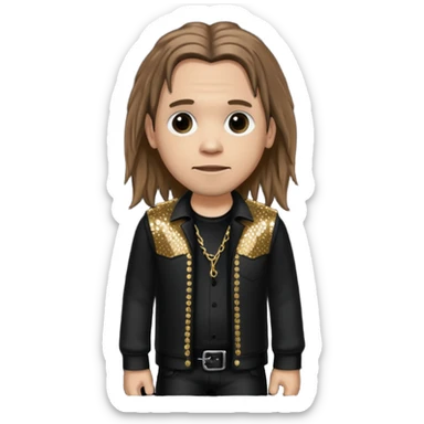 James Munky Shaffer from Korn with long light brown hair, light skin, black sequin outfit sticker