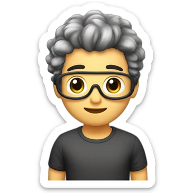 chemistry boy with black combed to the right hair and his instumants on his hand sticker