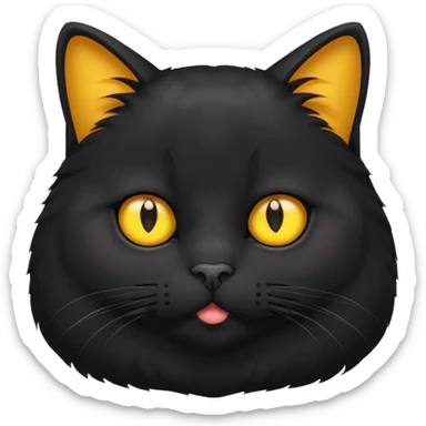 Un gato negro gordito con los ojos de color amarillos sticker