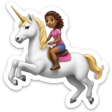 girl riding on a unicorn sticker