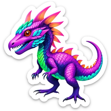 Tropical futuristic lush cool edgy neon Fionbri-Vernid-Elgyem-creature (full body) sticker