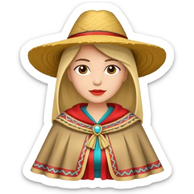 woman with fashion pancho no hat sticker