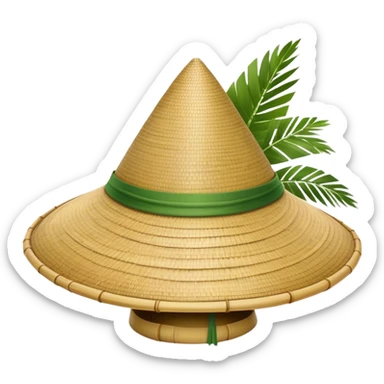 ​Cinematic Realistic Traditional Vietnamese Nón Lá, depicted as a delicately crafted conical hat made of bamboo and palm leaves with subtle texture and natural wear, evoking authentic cultural heritage, please show the hat only sticker
