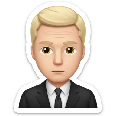 white man in formal suit in thought, in thought, raised eyebrow sticker