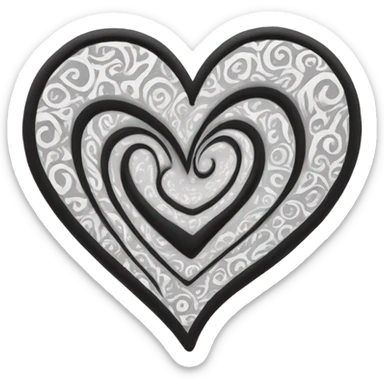 Black and white heart swirled  sticker