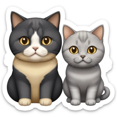 Medium-length black hair + one golden shaded British Shorthair cat + one silver shaded British Shorthair cat. sticker