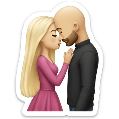 bald man with beard kiss blondie girl  sticker