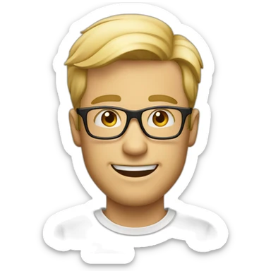 A. Blond beardes man with glasses, smiling sticker
