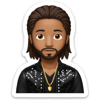 Omarion from B2K with long dark brown hair, black sequin outfit sticker