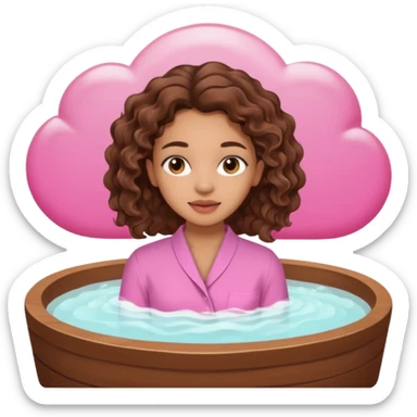 lightskin girl having a spa day with and pink shirt and brown wavy hair  sticker