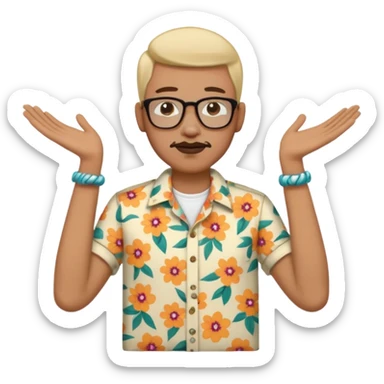 flowered hipster shirt long armed sticker