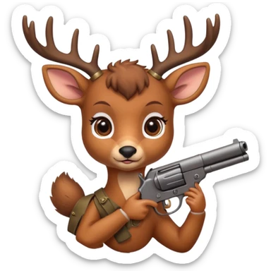 Baby deer with a gun sticker
