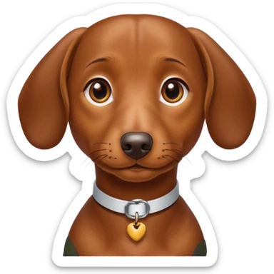 Make a brown short hair dachshund with hazel  eyes and a collar that says the name mocha sticker