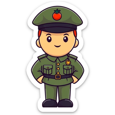 Tomato wearing Napoleon's cocked hat and military officer uniform sticker