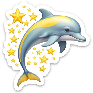 Colorful streaked yellow Dolphin with silver stars sticker