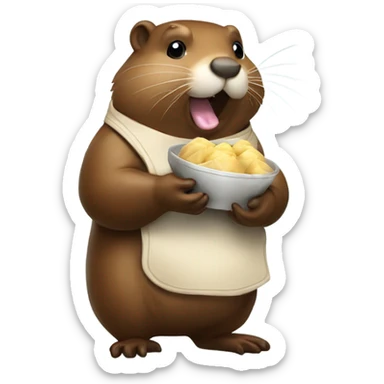 Beaver eats dumplings in full growth    sticker