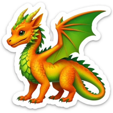 Dark Tropical Mango-Lime Gradient-Skinned Marked Vibrant Vernid-Dutch-Angel-Dragon-creature (full body) sticker