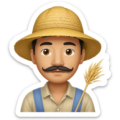 rice farmer with a chinese mustache sticker