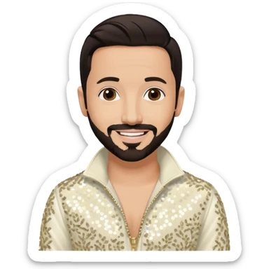 AJ McLean from Backstreet Boys with dark brown hair, ivory sequin outfit sticker