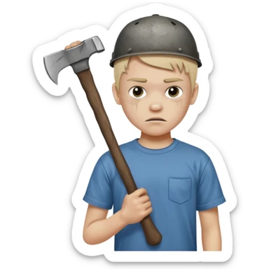 13 y/o Brian robeson at the beginning of Hatchet
distressed, has hatchet sticker