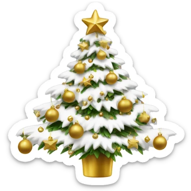 vallina Christmas tree with white and gold decorations sticker