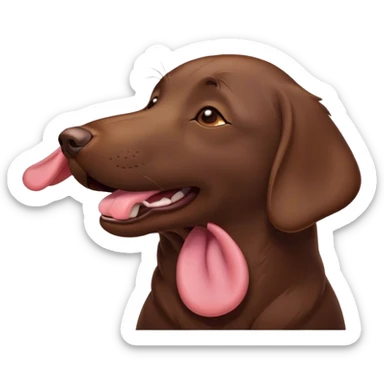 Cinematic Cute Yawning Chocolate Labrador Portrait Emoji, Head tilted slightly with a dramatic, wide-open yawn, showcasing a smooth chocolate Fur with a velvety texture, floppy ears slightly drooping, round brown eyes barely open in drowsy contentment, Simplified yet irresistibly adorable features, highly detailed, glowing with a soft, cozy glow, high shine, relaxed yet expressive, stylized with a touch of whimsy, bright and endearing, soft glowing outline, capturing the essence of a sleepy yet affectionate companion, so drowsy it feels like it could stretch out of the screen and curl up for a nap! sticker