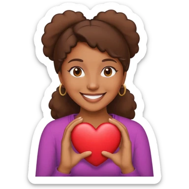 Brownskin woman emoji holding heart sticker