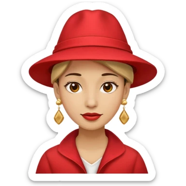 unique looking tourist with big unique red tourist hat and earrings sticker