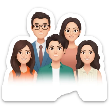 a group of asian people sticker