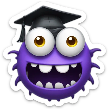 monster with glasses and with mortarboard on its head sticker