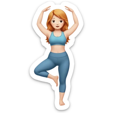 Strawberry blonde girl standing yoga curvy sticker