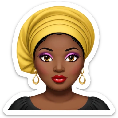 big plus size, black hair, baddie,pretty, makeup, lipgloss, black eyeliner, dark skin, Nigerian, gele
 sticker