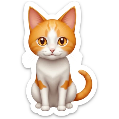 full body of tiny + skinny ginger and white cat with deep orange eyes and triangular shaped face sticker