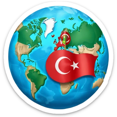 Draw me an emoji of planet Earth with the flag of Turkey on it. sticker