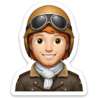 renard aviateur, casque en cuir, écharpe blanche, blouson aviateur sticker