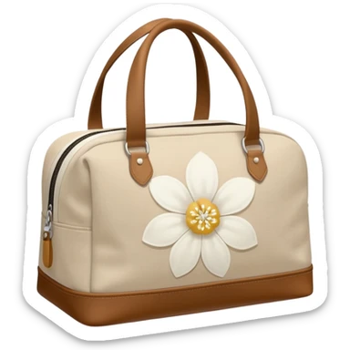 A sports bag with a pale light beige print in a small white flower sticker