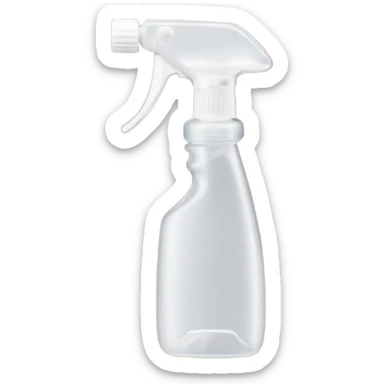 a transparent plastic spray bottle with a long stainless-steel nozzle, a comfortable white handle, and a trigger mechanism. The nozzle is thin and slightly curved at the tip, designed for precise spraying. sticker