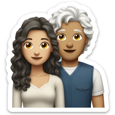 white wavy haired heterosexual couple sticker