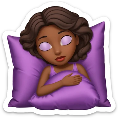 sleeping beauty brunette  black girl with a silk pillow sticker