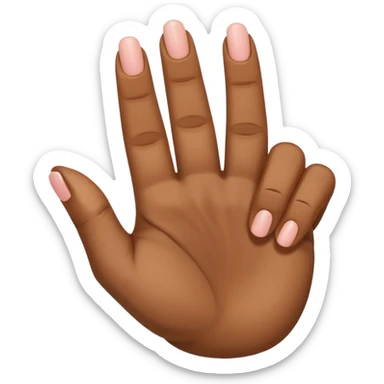 Hand with thumb and index finger and middle finger up and ring finger and pinky down sticker