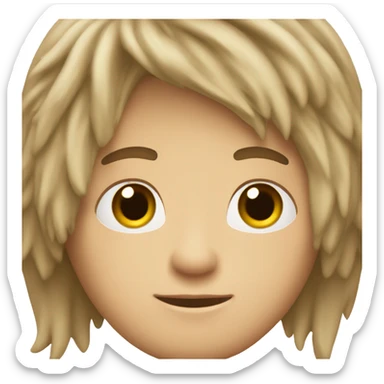 middle length to long fluffy straight dark blonde haired male with white olive skin and brown eyes  sticker
