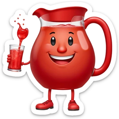 Kool-Aid man, red pitcher character with a smiling face and legs sticker