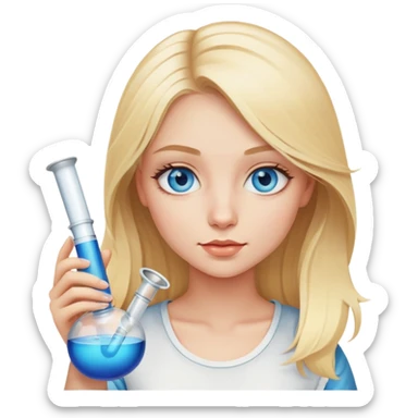 Blue eyed Blonde girl with a bong sticker