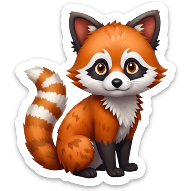 Black-eared Realistic patterned speckled flurry scaly 4-legged quadrupedal Red-Panda-Munchkin-Kitten-Lemur-Raccoon-Dog-Red-Fox-Bobcat-animal-fusion-hybrid, Full body sticker