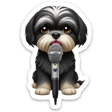 Black shih tzu singer with microphone sticker