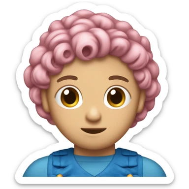 Scoiattolo con fiocco rosa che mangia una castagna assieme ad uno scoiattolo con maglia azzurra sticker