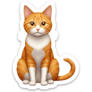 full body orange domestic shorthair slim cat with yellow/orange eyes and a white triangle pattern on his face playing sticker